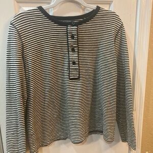 Banana Republic Black and Cream Striped Top